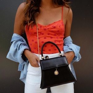 NWT Zara Orange Polka Dot Velvet Bodysuit